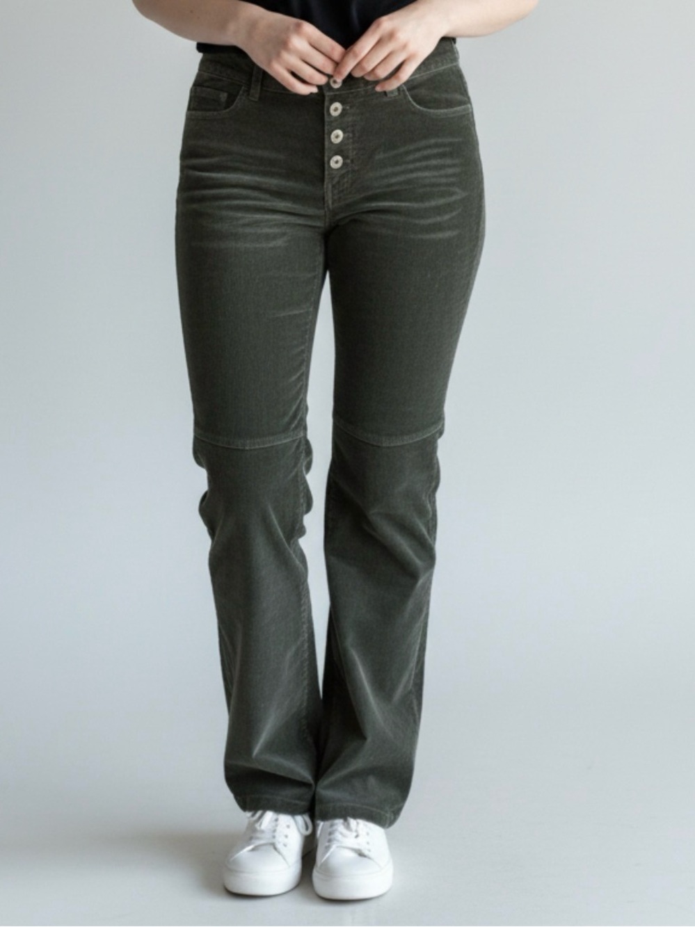 🫶🏻 Route 66 Olive Green Women's Flare Corduroy Jeans